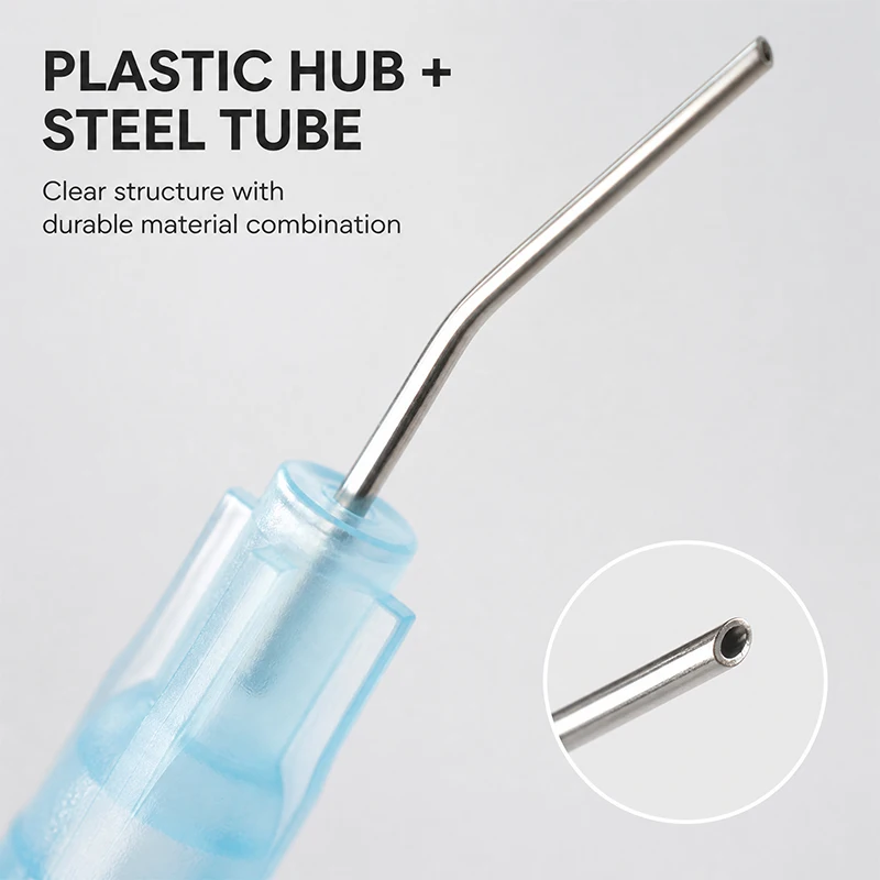 100pcs Equipment Irrigation Bent Needle Tips Dental Flow Sealant Etchant Composite Resin Acid Reagent Delievery Syringe Tips