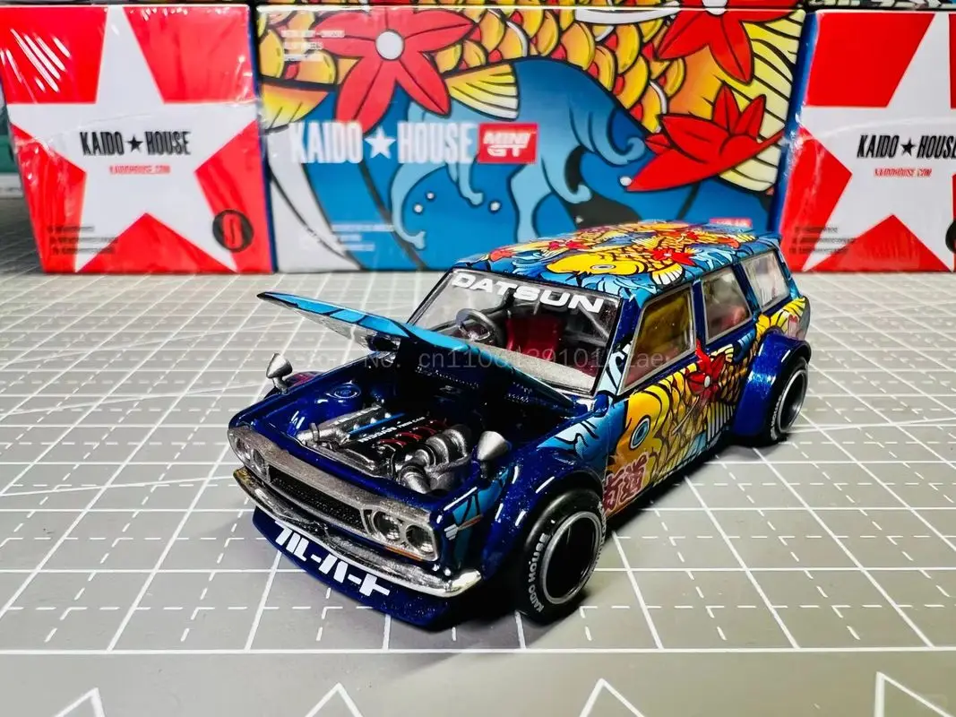 New Hot Minigt Kaido House Khmg248 1:64 Alloy Diecast Datsun Kaido 510 Wagon Koi Wagon V1 Collectible Model Car Diecast Model