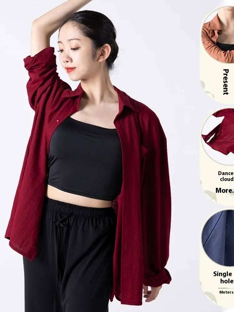 2025 Autumn and Winter Long Sleeved Stand Up Collar Jacket with Four Colors to Choose From Simple Outer Oriental Dance Practice