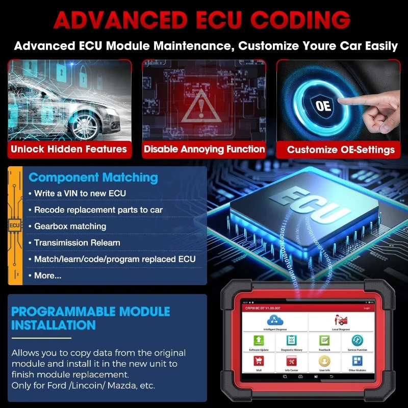 発売-ワイヤレス双方向スキャンツール,obd2スキャナー,ecuコーディング,canfdおよびdip,fca autoauth,x431,crp919ebtライト,2024