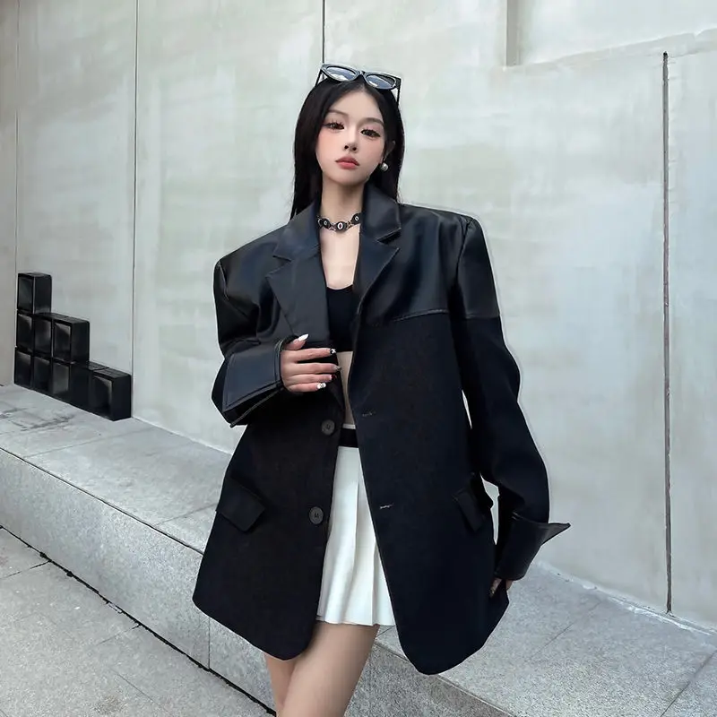 Women's Models Fall Winter Coat Blouse Suit Thickened Splicing Buttons Loose Fashion Senior Leisure Simple Brand New Soft Niche