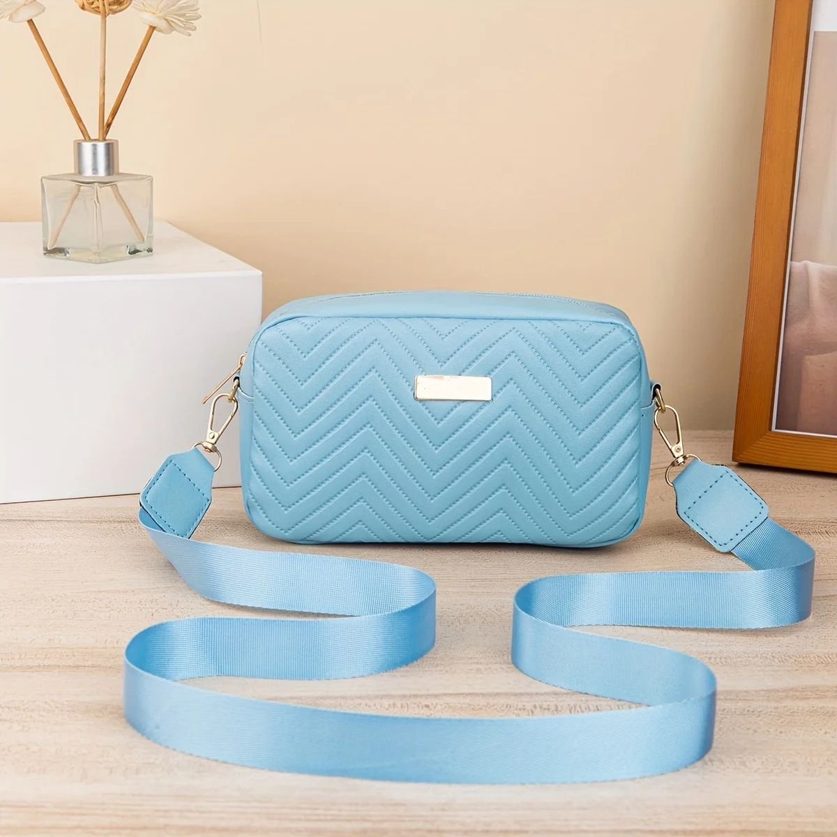 Mini-Mode-gesteppte Umhängetasche, trendige PU-Umhängetasche, lässige Handtasche und Handy-Geldbörse für Damen – Detail 15