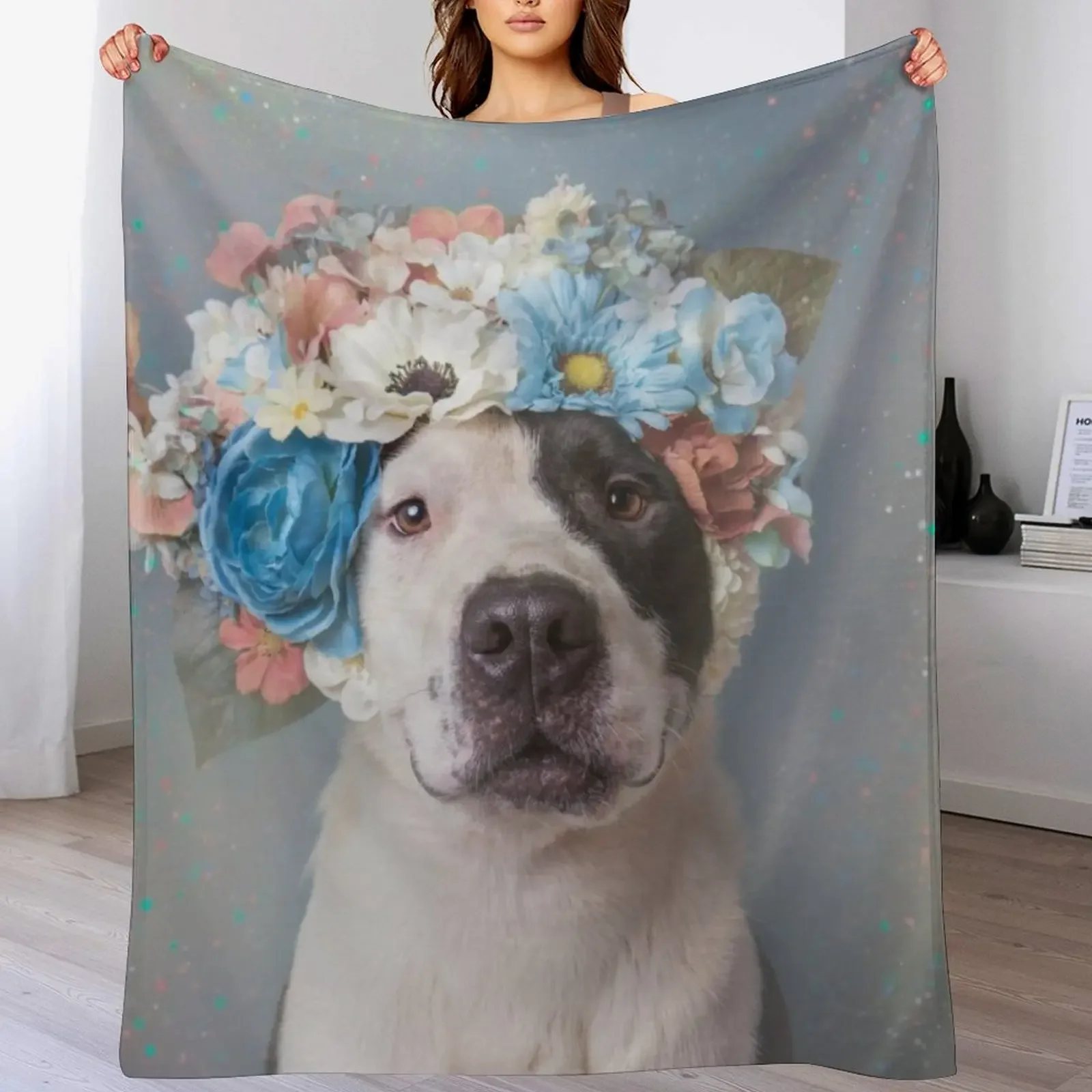 

Pit Bull Flower Power, Perry Carter Throw Blanket Decorative Sofa Blankets For Sofas Bed linens for babies Blankets