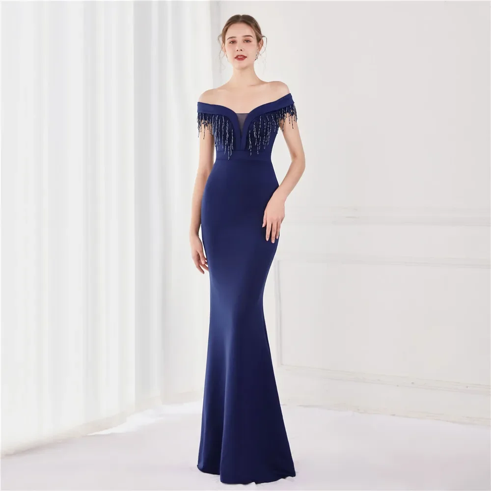 

Luxury Elegant Curve Shapey Formal Women Long Dresses Off Shoulder Satin Bridesmaid Party Prom Wedding Guest Evening Mermaid