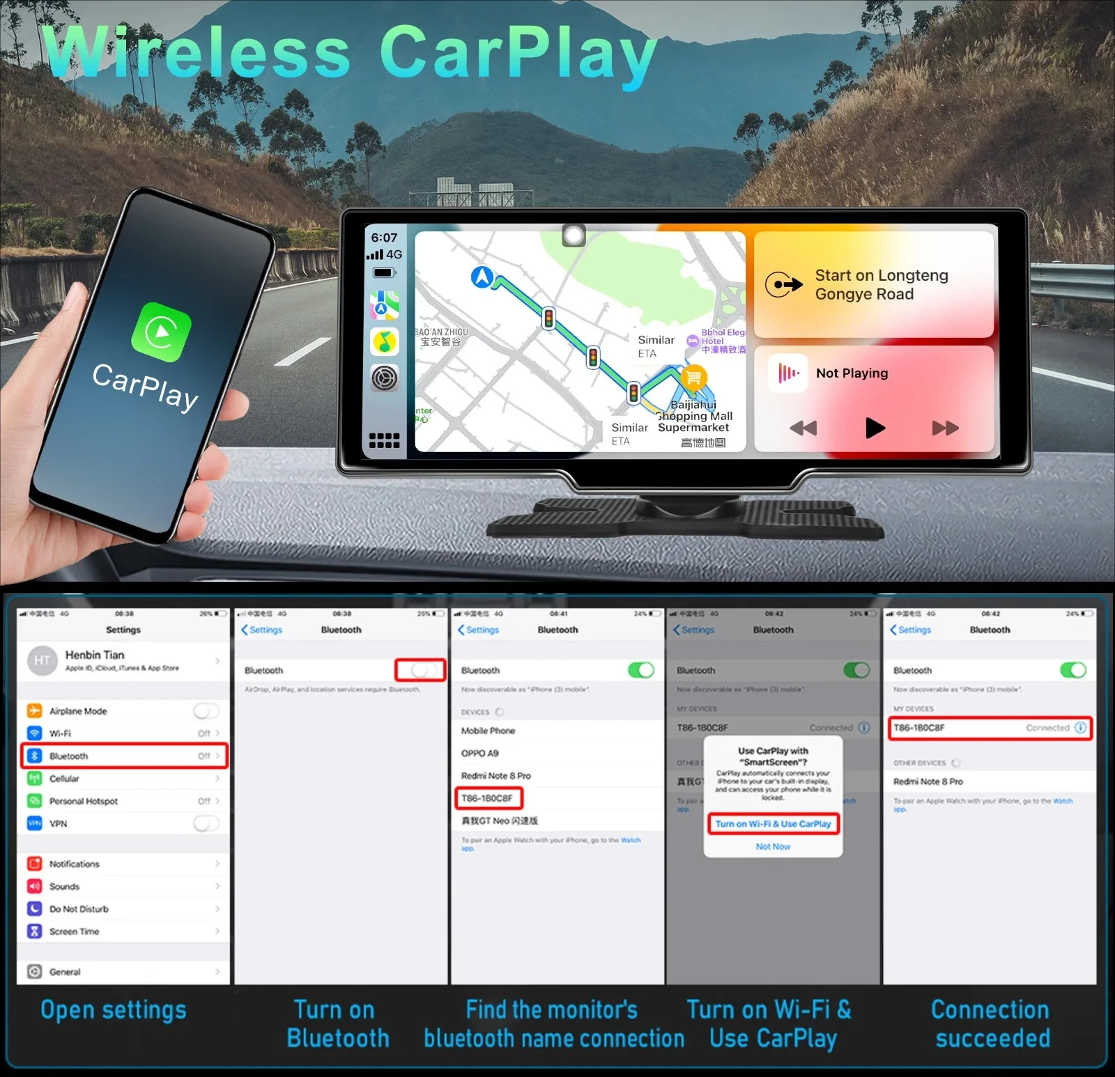

High definition 10.26 "Android 13.0 Dual Lens Dashboard Portable Car Recorder