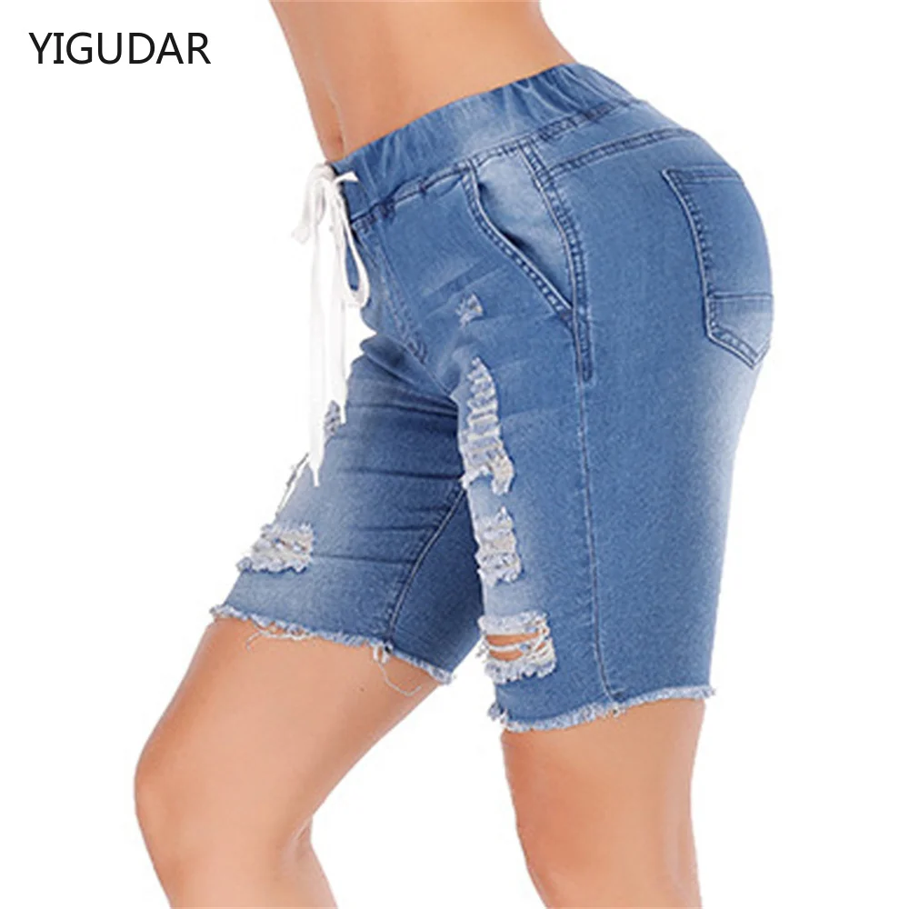 

Casual High Waist Denim Shorts Women Summer Pocket Tassel Hole Ripped jeans Short Female Femme Short Pants Women pants