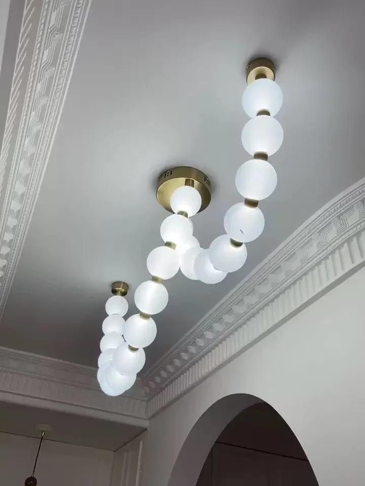 Nordic Beads Chandelier Modern LED Pendant Light Crystal Beads Dining Room Living Room Bedroom Office Desk Home Decor Lighting