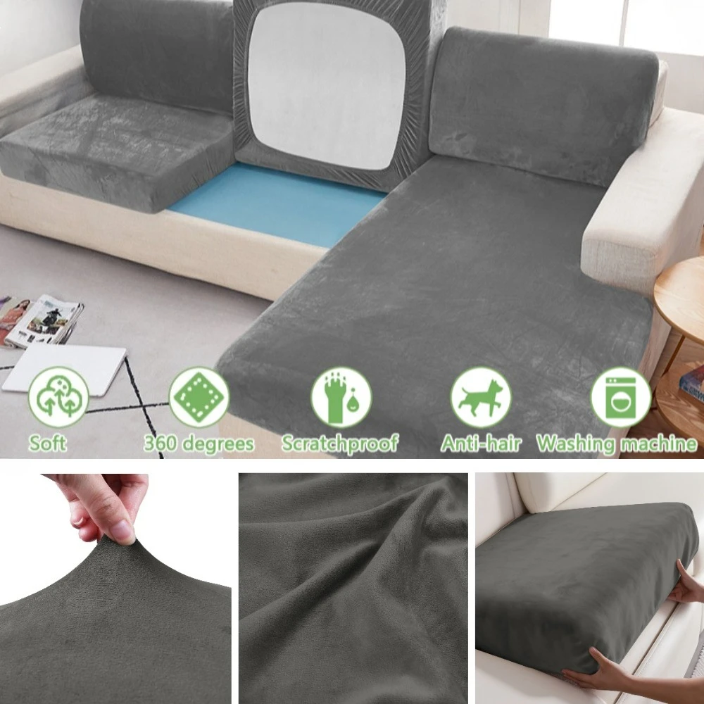 Stretch Velvet Sofa Cushion Slipcovers Set