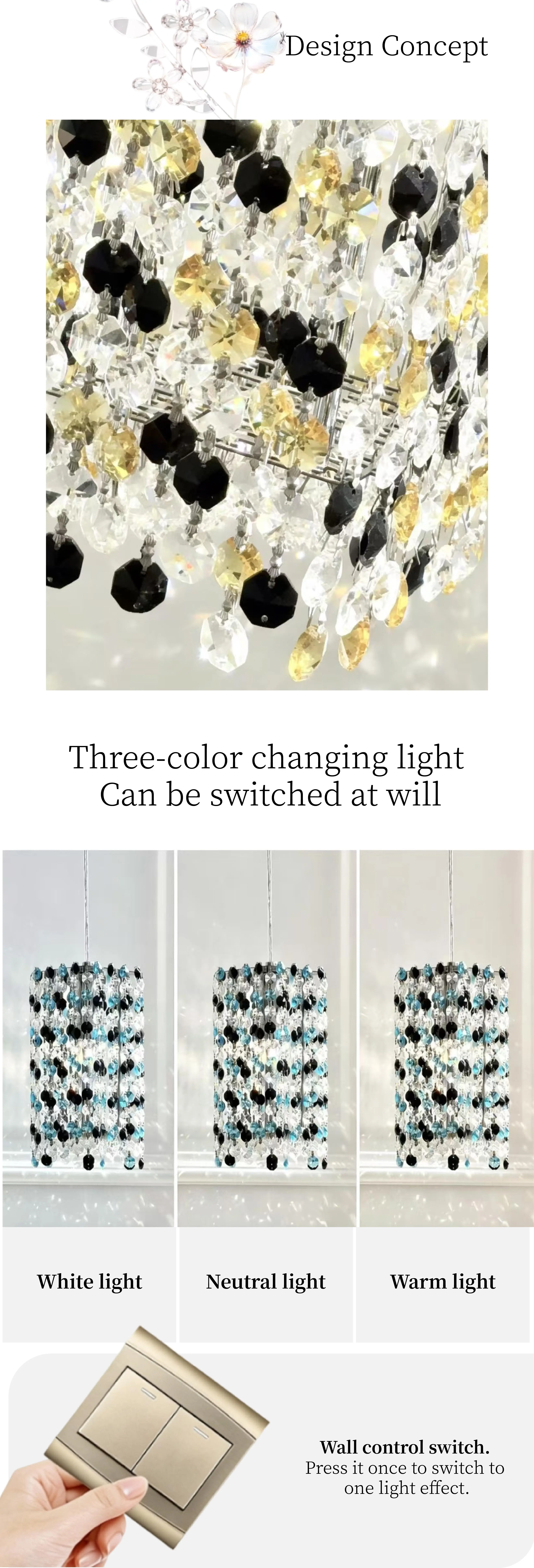 Colorful Sofaside LED E14 Pendant Lights K9 Crystal Suspend