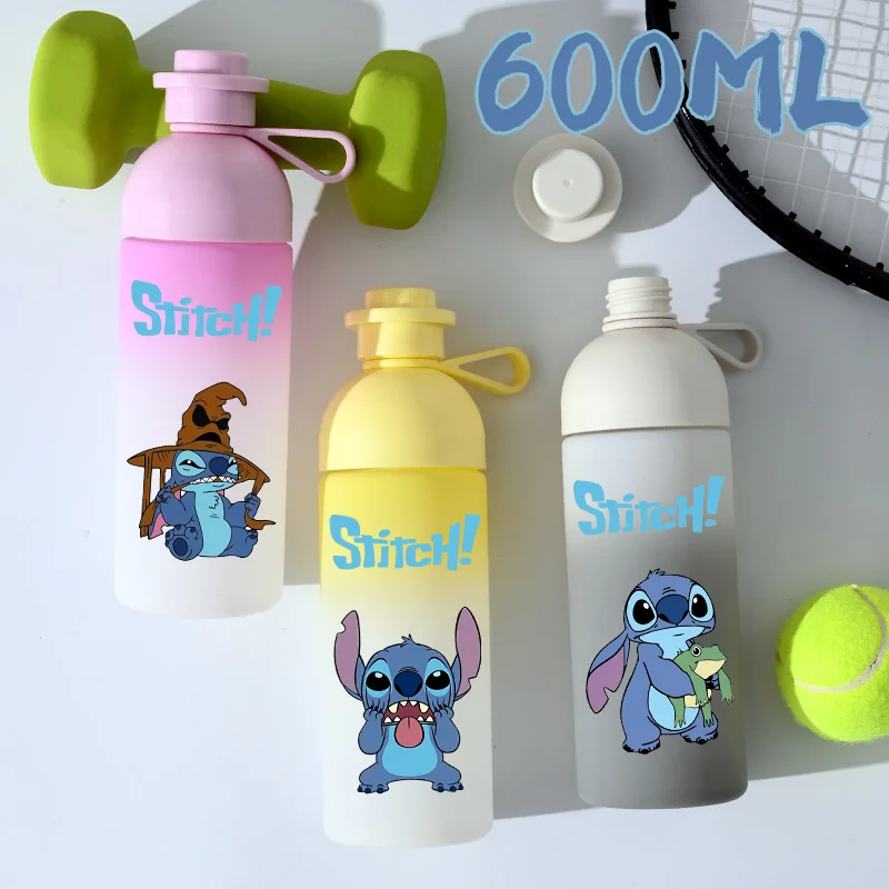 600 ml Lilo & Stitch Anime Stitch Direct Drink Mundwasserbecher Farbverlauf Weiß Rosa Gelb Kleines Monster Transparenter Plastikbecher