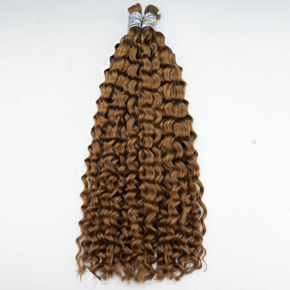 شعر بشري مموج عميق بنسبة 100% لضفائر بوهو بدون عقدة مرسومة بشكل مزدوج # 4 شعر بشري مجعد للتضفير