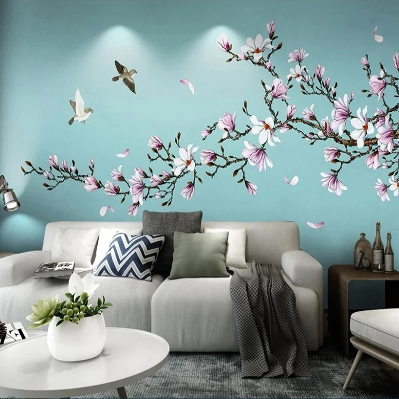 Custom Photo Wallpaper 3D Magnolia Flower Bird Wall Murals Chinese Bedroom Modern Living room sofa TV background restaurant tree