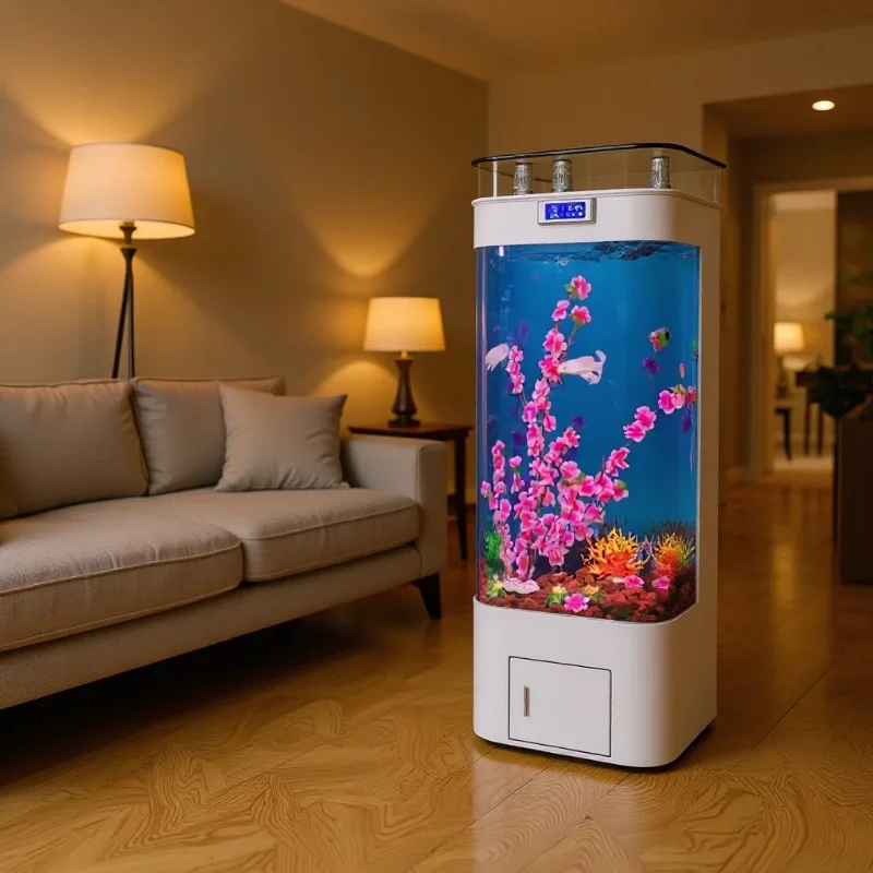 DSA home office small curved tank living room integrated rounded glass fish tank aquarium home office