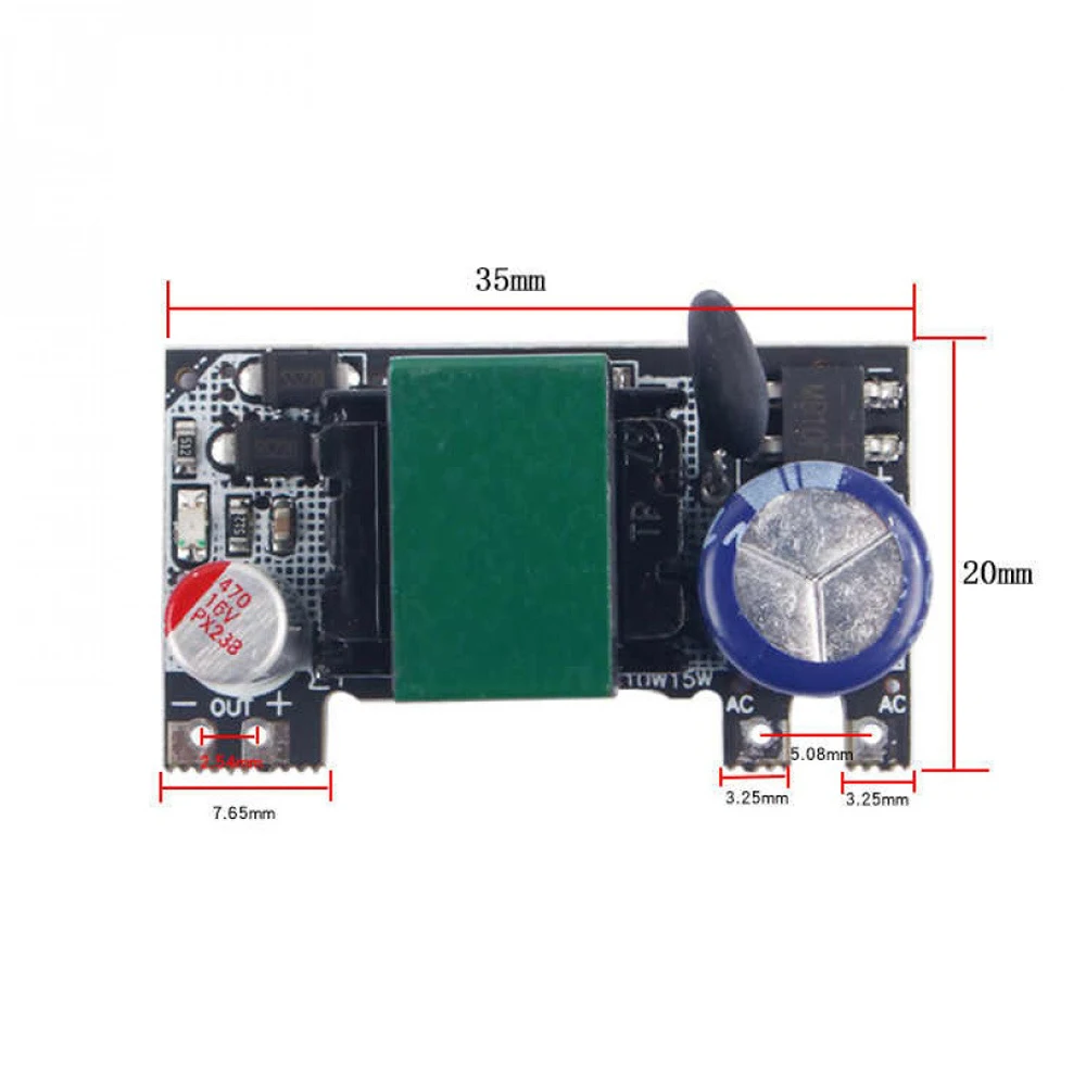 AC/DC-DC Converter 85-265V to 12V 1A Step-down Power Board 12V 1A Switching Power Supply Module with Short-circuit Protection