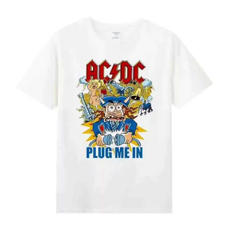 Summer cotton round neck half-sleeved short-sleeved rock peripheral men and women with the same T-shirt band acdc