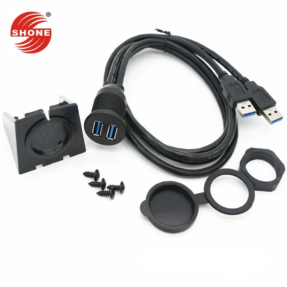 Double USB waterproofing line, automobile steamer motorcycle dashboard line USB automobile waterproofing line 1 meter manufactur