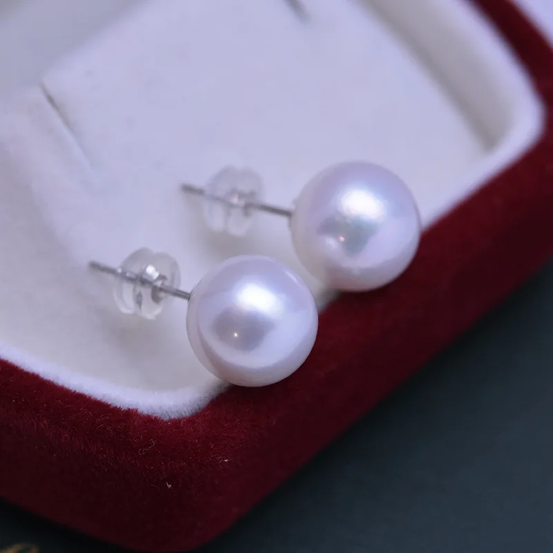

Gorgeous AAAAA REAL NATURAL 10-11mm south sea white Round pearl earring 18k GOLD