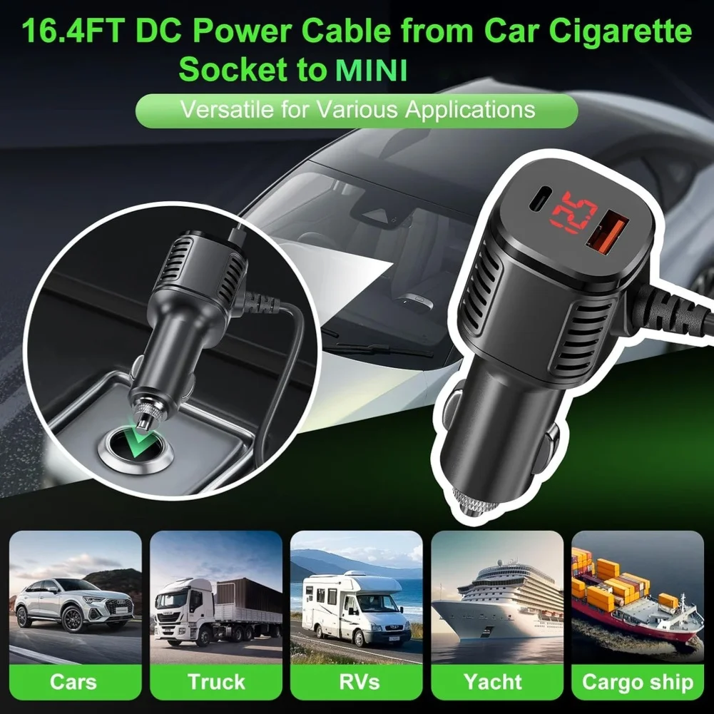 

For Starlink For mini Power Adapter 12V 24V DC Cord with Voltmeter Monitoring for Cars Trucks RVs Boats and Off-road Use