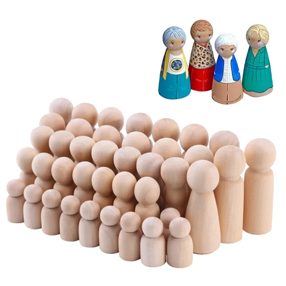 

10/20/40Pcs Wood Peg Dolls Unfinished Wooden Peg People DIY Painting Handicrafts Wooden Peg for Craft Miniature Figures