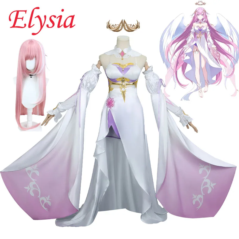 Elysia Cosplay Costume Angel Returns Game Honkai Star Rail Outfits Wig Headdress Halloween Carnival Party Dress for Girls Women