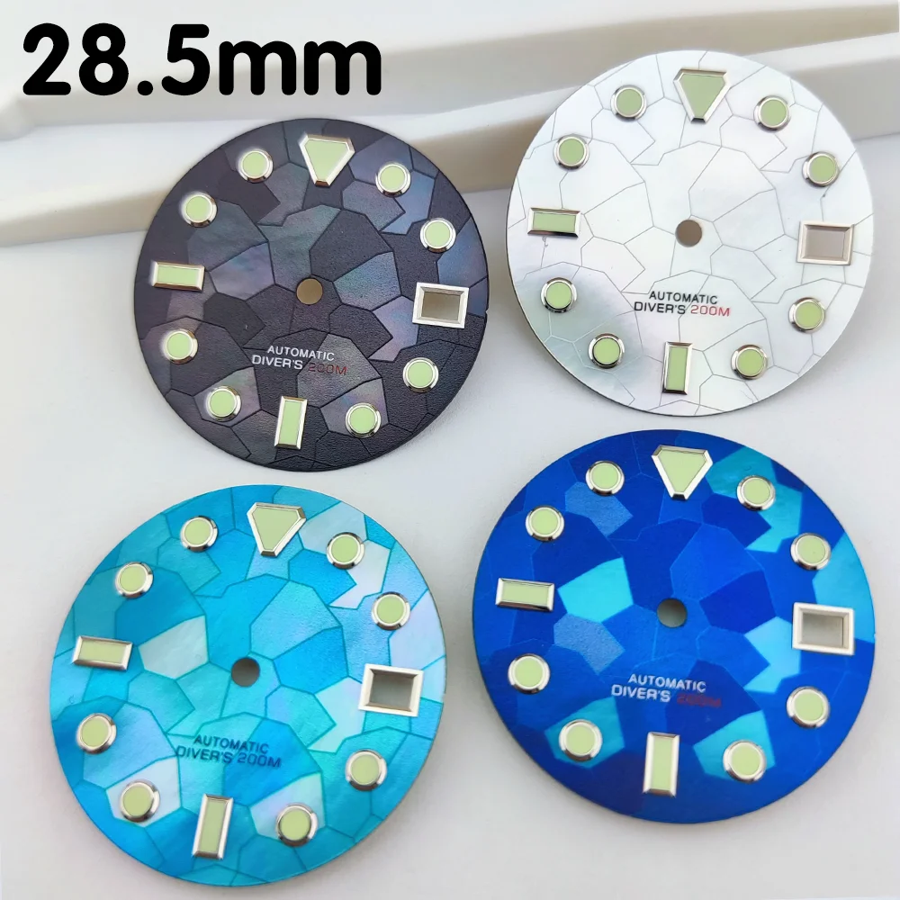 NH35 dial 28.5mm dial shell face cracked dial fits NH35/NH36 movement parts replacement parts luminous watch dials