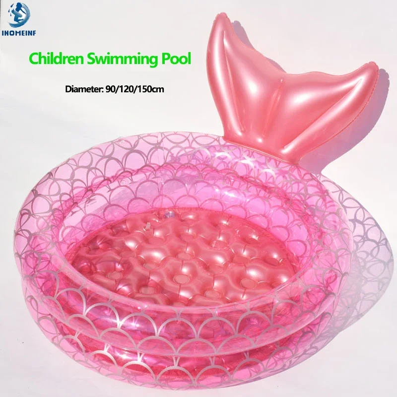 90/120/150cm Diameter Swimming Pool for Kids Thickened PVC Inflatable Bathtub Mermaid Swim Pool Domestic Children's Bath Pool