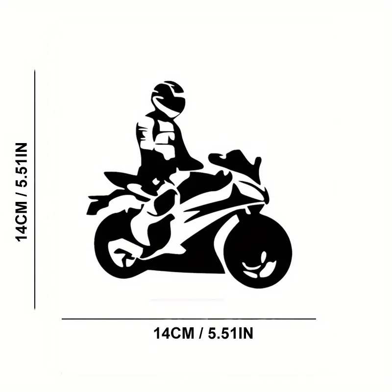 1 Stück Motorrad- und Fahrer-Silhouetten-Aufkleber – hochwertiges Vinyl, wasserdicht, für Auto, Motorrad und Laptop – abnehmbares, kanttiges Dekor