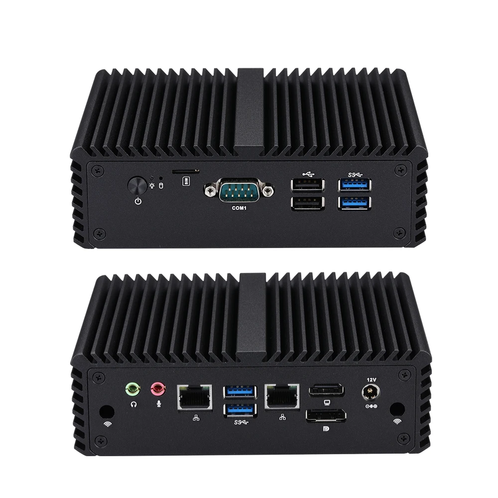 Qotom Barebone Mini PC Core i3 i5/ Celeron Processor Onboard 1 COM/ 4 COM Dual LAN DP HD Fanless Compact Mini Desktop PC X86
