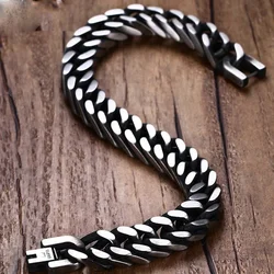 Black Bracelet Men Chain on Hand Stainless Steel Hip Hop Men Vintage Charm Bracelets for Men fashion Jewelry