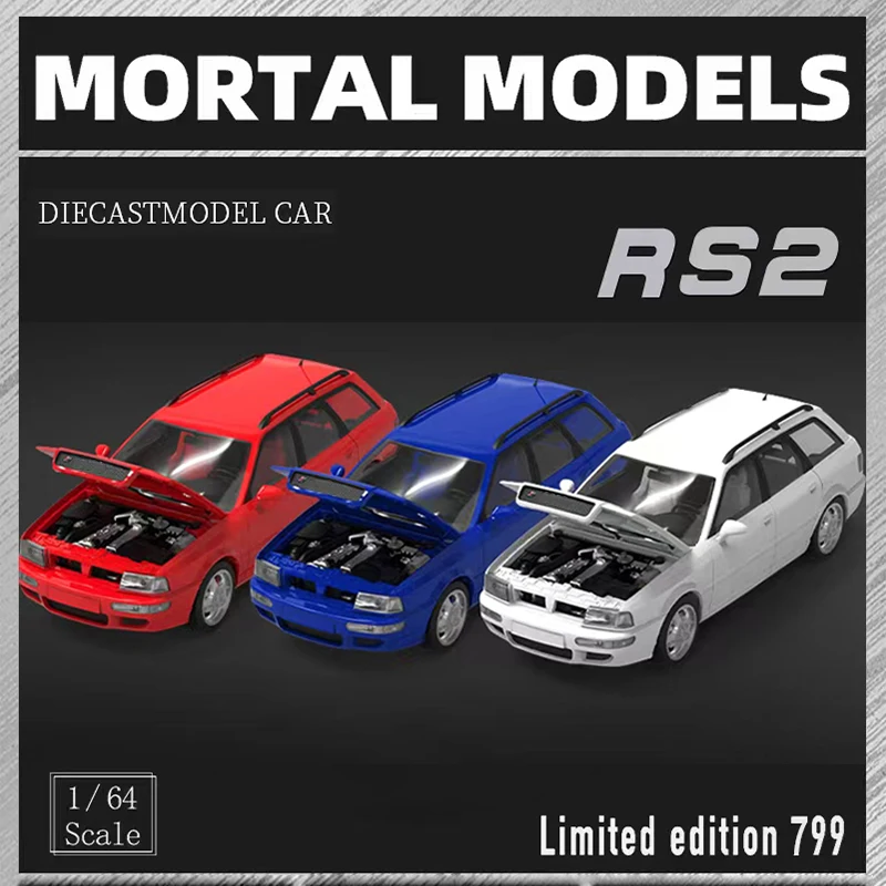 PreSale Mortal 1:64 RS2 Avant B4 1994 Red White Blue Openable Hood Diecast Diorama Car Model Collection Miniature Carros Toys