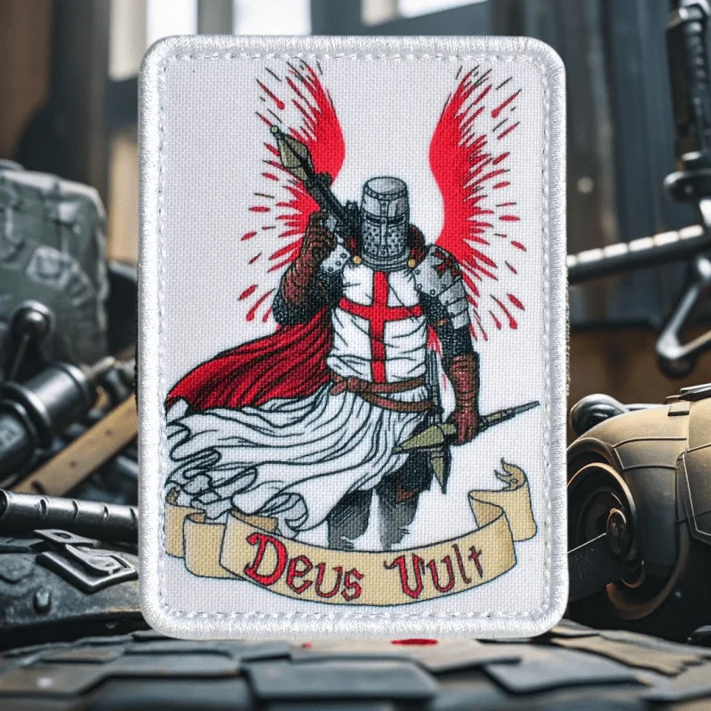 Parche táctico moral Deus Vult gancho y bucle impreso para mochila - imagen 3