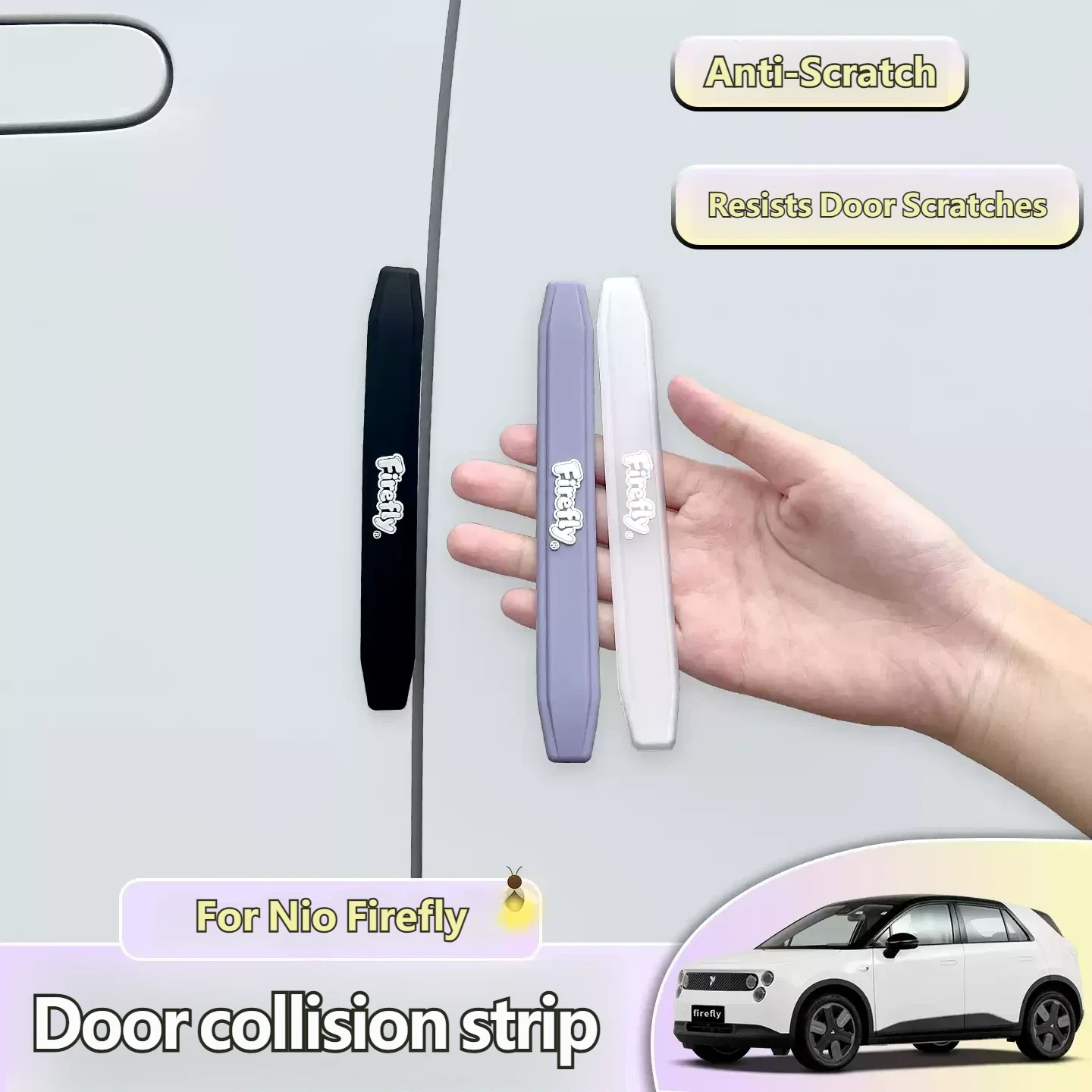 For Nio Firefly Car Door Anti-Collision Strip Silicone Body Scratch Guard Decal Mecha Style Protection Sticker Modified