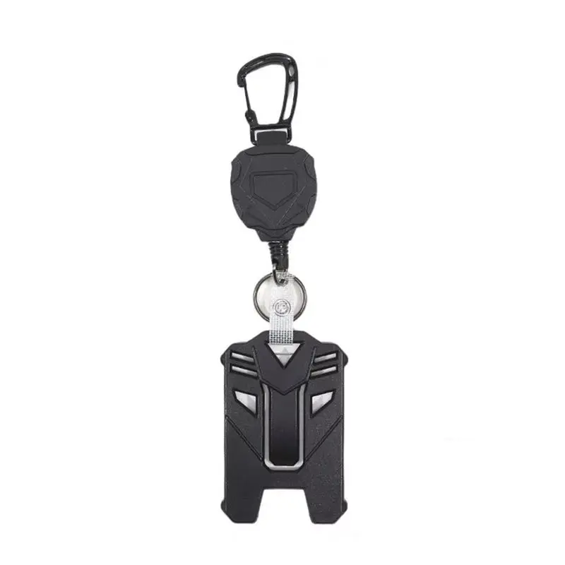 Retractable Badge-Holder Heavy Duty Carabiner Keychain ID Card Holder With Reel For Badges