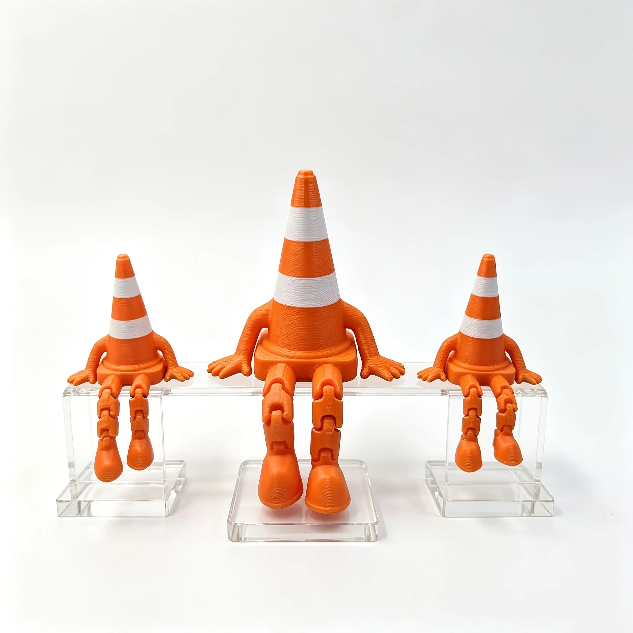 1Pc/3Pcs Creative Traffic‑Cone Ornaments, Funny Striped Barrier & Human‑Shaped Desktop Decor, Niche Novelty Small Sculptures