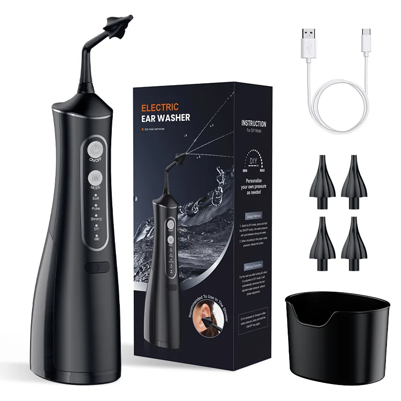 

Household Effective Earwax Cleaning Gadget with 4 Reusable Replacement Tips Ear Cleaning Rinse Kit