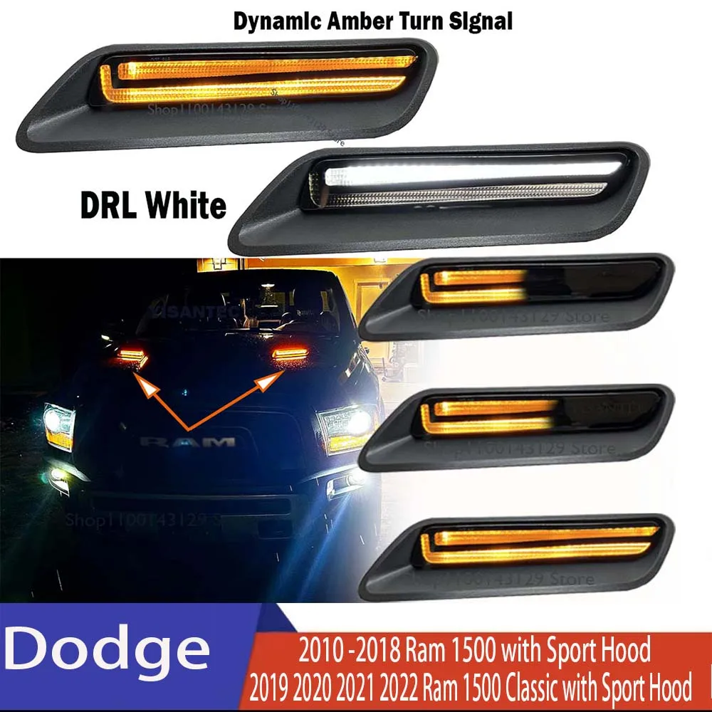 

Car Engine Hood Grille Decorative Light for Dodge Ram 1500 2010-2018/for Dodge Ram 1500 Classic 2019-2022 (with Sport Hood)