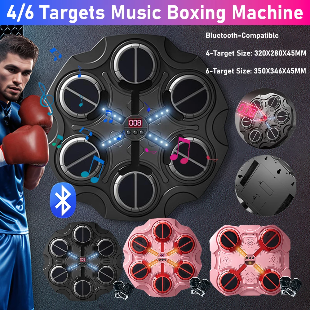 Music Boxing Machine With Gloves Wall Mounted Fitness Boxing Machine Bluetooth Smart Punching Bag Sports Fitness Boxing Trainer