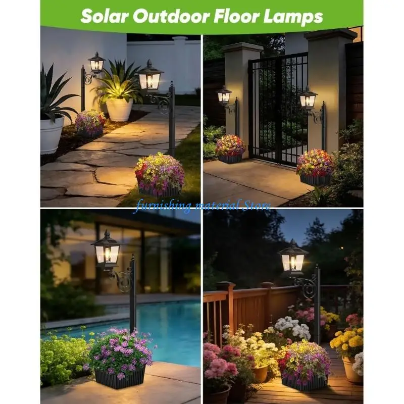 Y5GD 2xAutomatic Solar Garden Planter Light Build-in 3600mA Battery 8-10 Hour Working