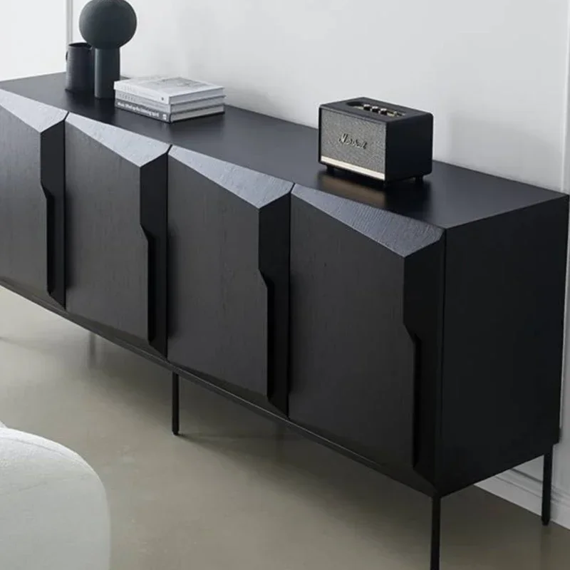 Solid Wood Black Display Cabinet Entrance Bar Coffee Living Room Sideboard Shelf Headboards Credenza Furniture Lounge Buffet