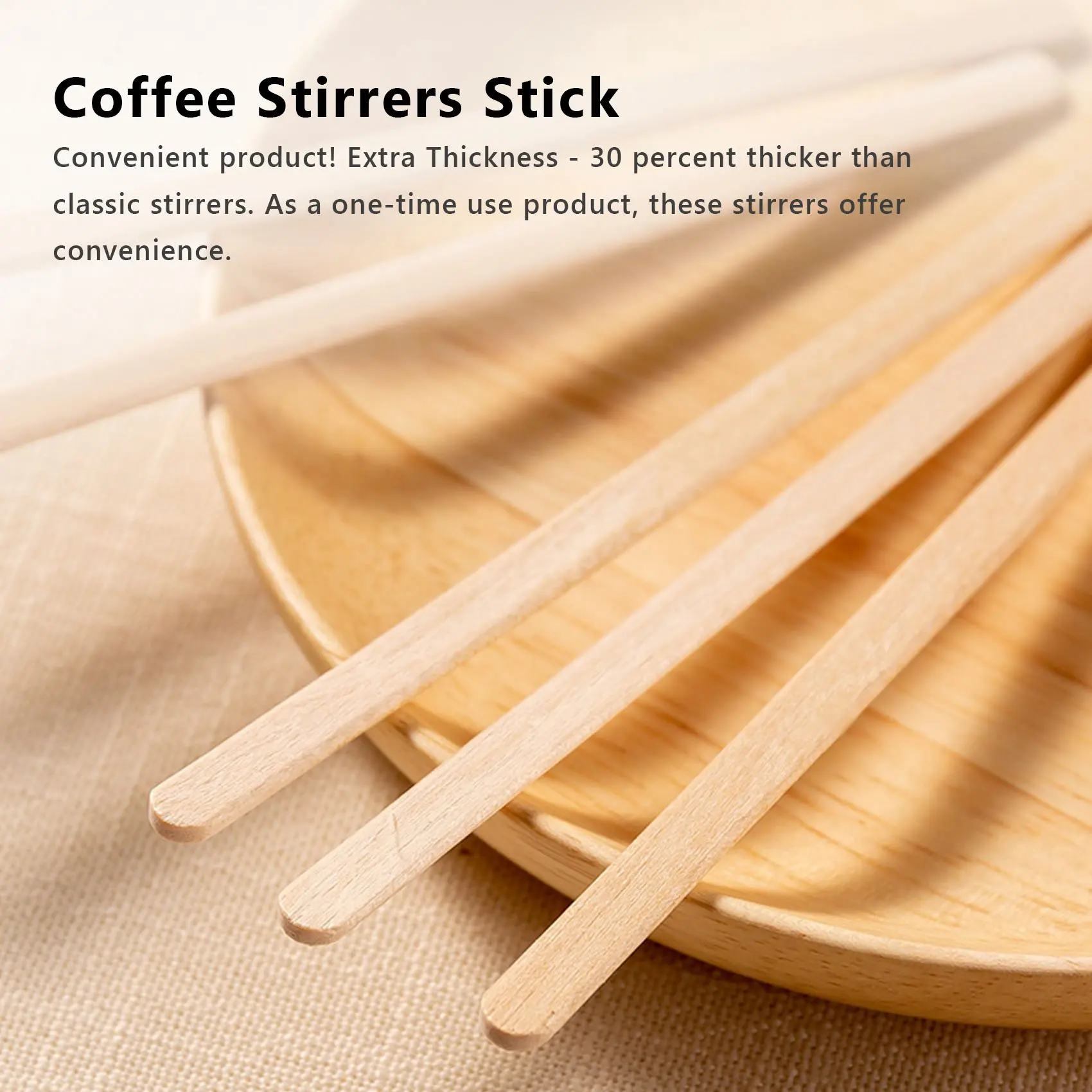 แท่งคนกาแฟขนาด5.5นิ้ว100ชิ้น-ไม้ธรรมชาติเป็นมิตรต่อสิ่งแวดล้อมเครื่องดื่มกาแฟ Milktea แบบใช้แล้วทิ้ง