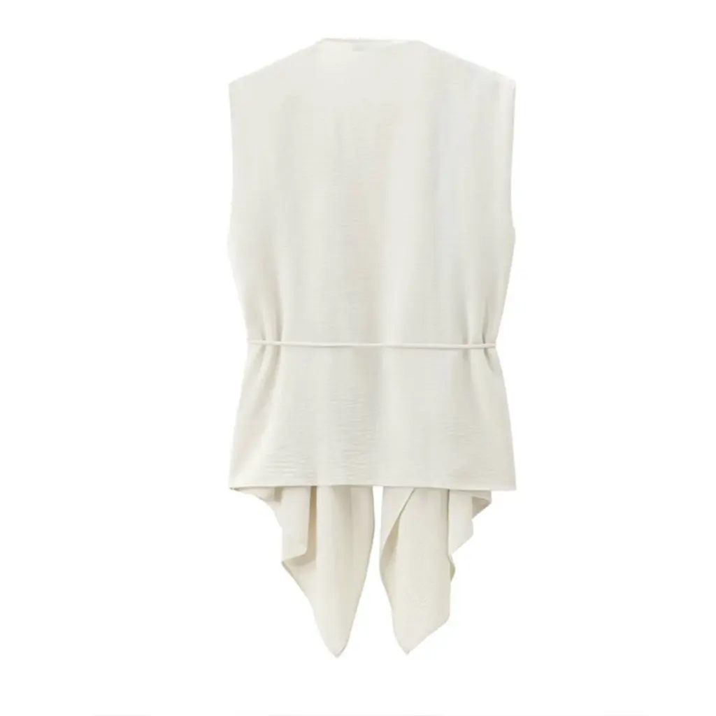 

Women's Fashion Solid Color Vest with Belt Drawstring Loose Casual Draping European And American Style by ZR