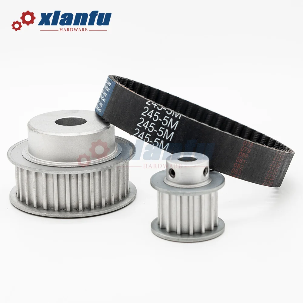 HTD5M 15T 30T Timing Belt Pulley Kits Belt Width 15mm Ratio 1:2 Bore 5~28mm Wheel Set HTD 5M 15Teeth 30Teeth Pulley Set for CNC