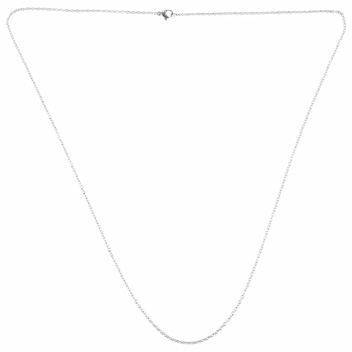 Rantai Wanita Perhiasan FZFZ, kalung "O" baja tahan karat, Perak – lebar 2 mm – panjang 65 cm