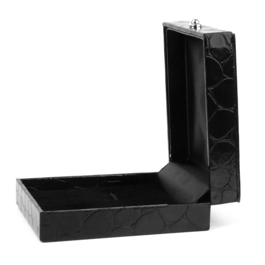 Black PU Leather Tie Clip Cufflinks Storage Gift Box Case Display Showcase