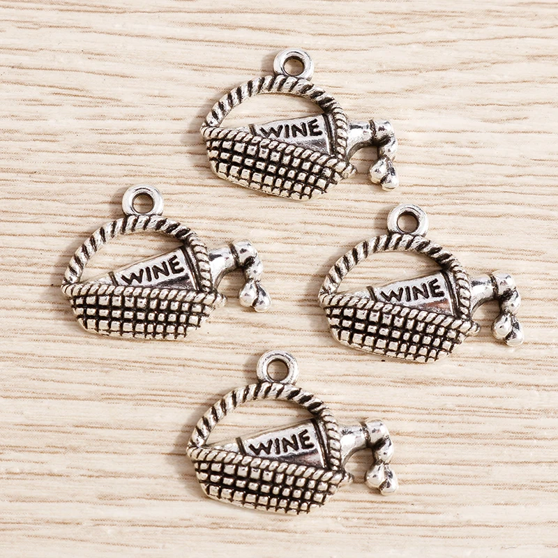 Tusember 20 Stück 19*15mm Metall-Legierung Rotwein-Anhänger DIY Halsketten Ohrringe Handgemachte Anhänger für Schmuckherstellung Zubehör – Detail 3