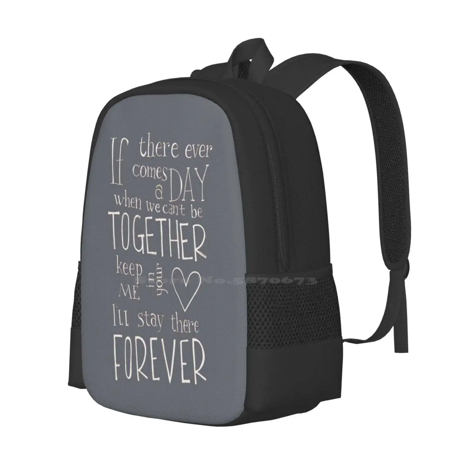 Together Forever Hot Sale Schoolbag Backpack Fashion Bags White Gray Black Inspirational Winnie The Quote Hand Drawn Soft