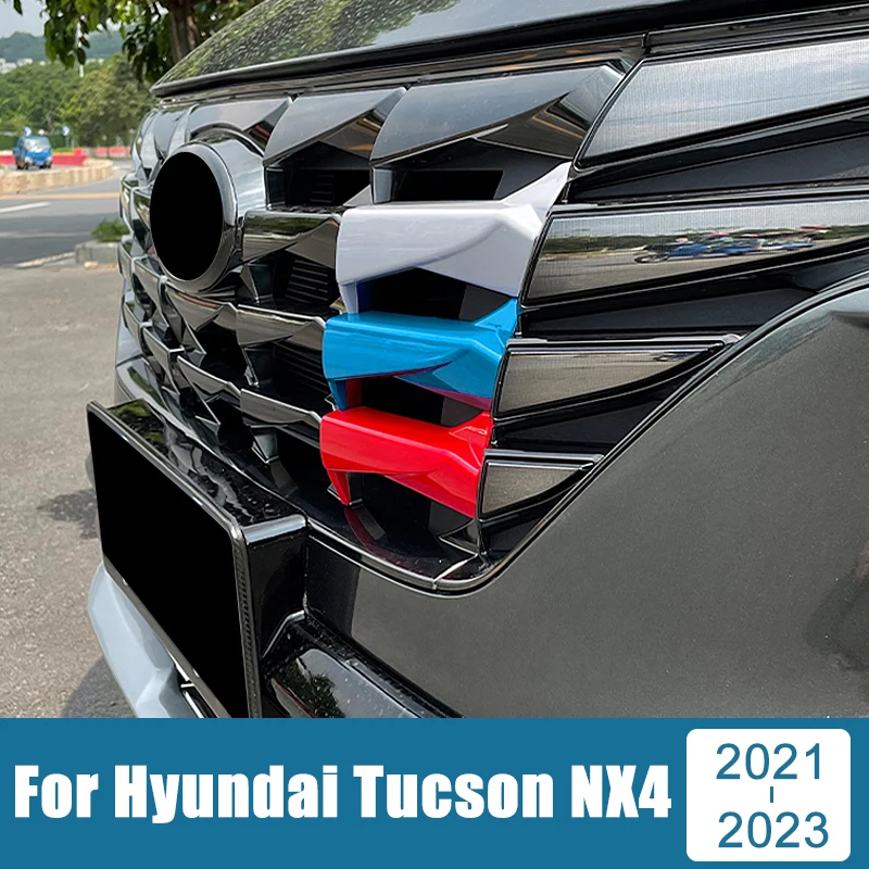 For Hyundai Tucson NX4 2021 2022 2023 Car-Styling Front Grilles Trim Sport Strips Cover ABS Personality Decoration Accessories