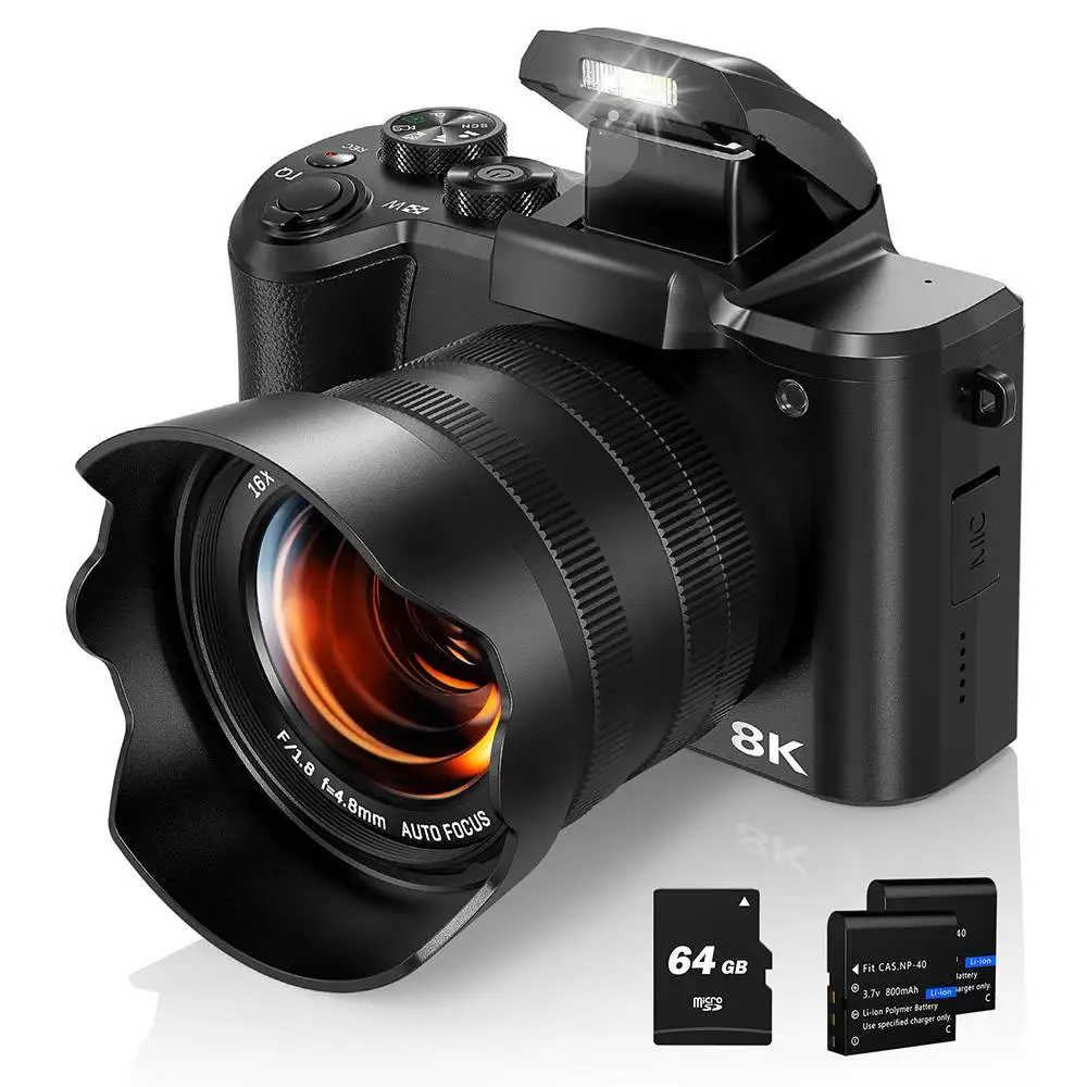 8K digitale camera voor fotografie Autofocus WiFi 88MP vlogcamera met dubbele lens 16X digitale zoom touchscreen reiscamera