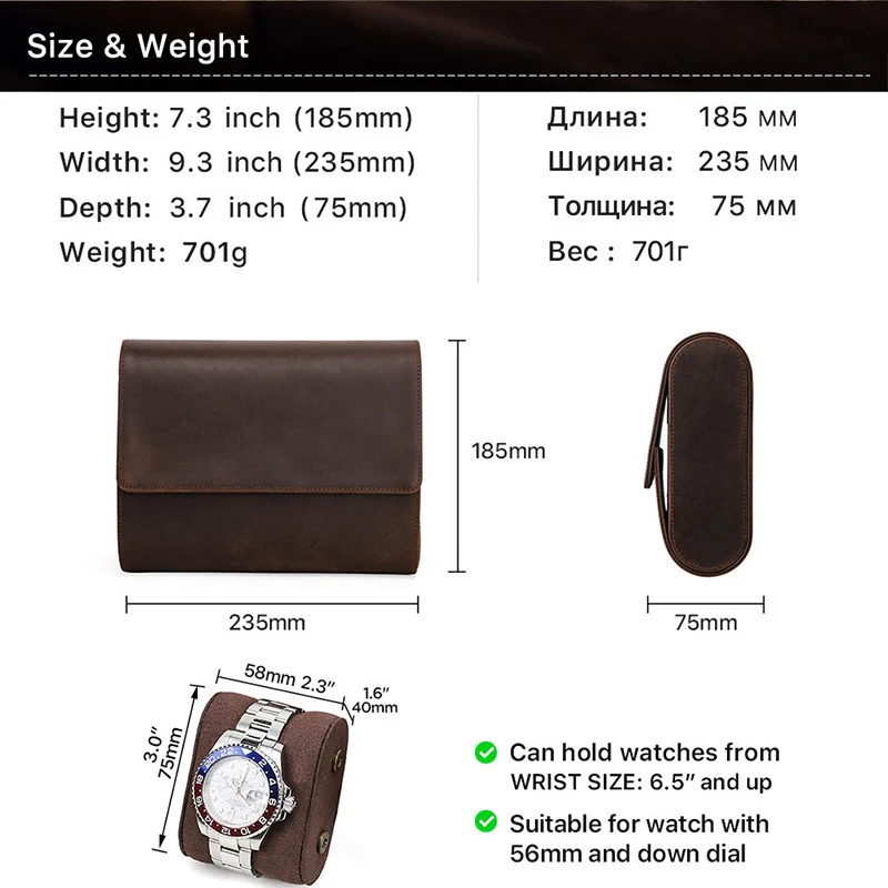 Classic Travel Storage Leather Bag PU Leather Watch Case Prevents Scratching Oxidation Watch Box 6 Slots Pouch Engravable Logo