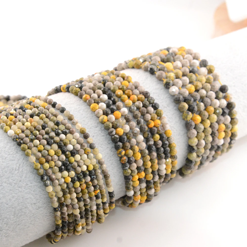 Natural Bumblebee Jasper Facted Round Beads 2mm/3mm/4mm for Jewelry Making Bracelet Necklace Bead DIY Accessories Wholesale